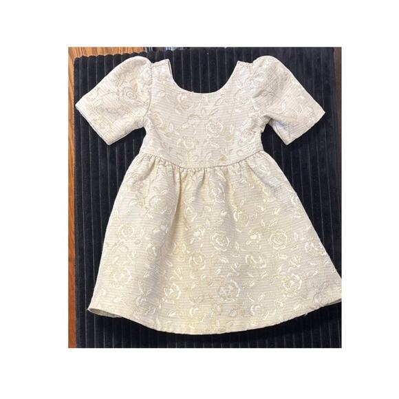 NWT Janie and Jack Metallic Floral Jacquard Dress Size 6 Cream and Sugar - Picture 2 of 4